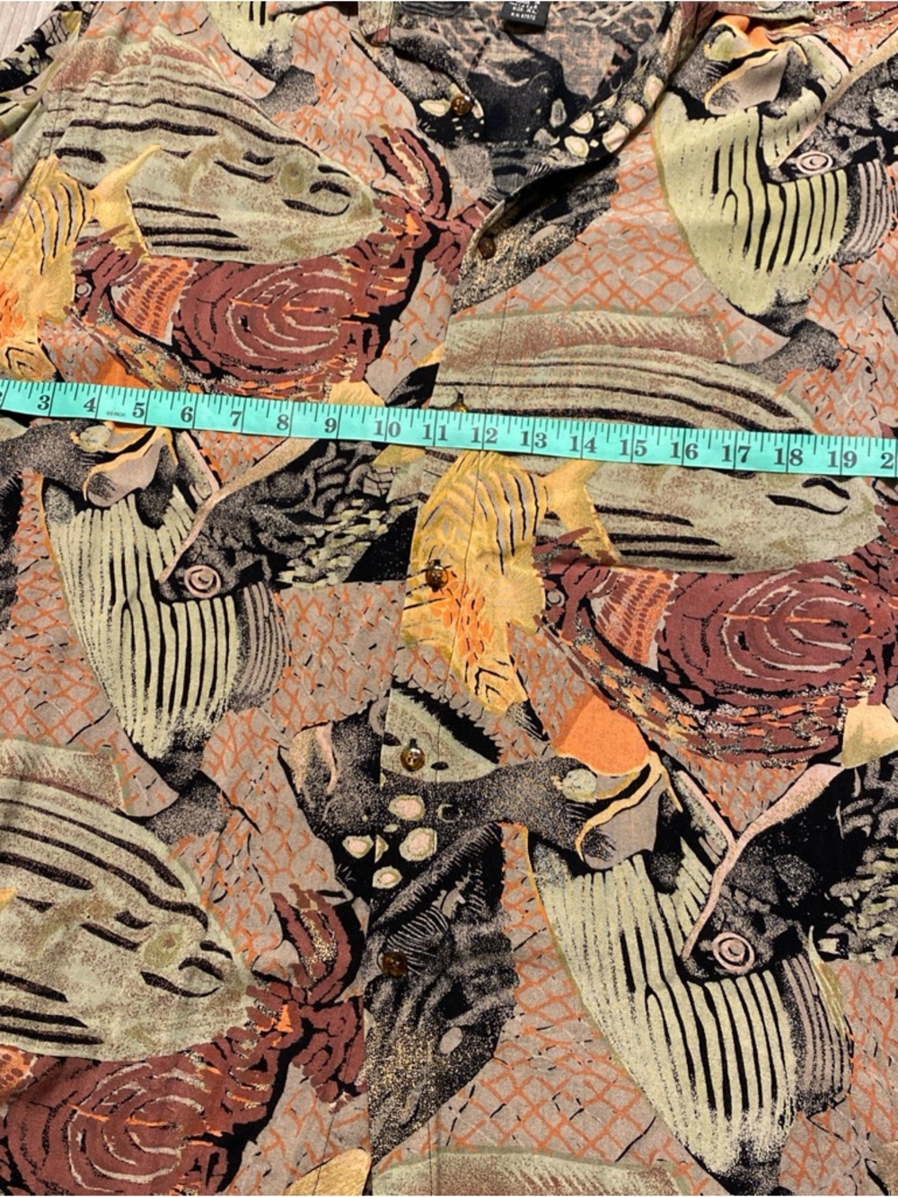Shah Safari Mens Short Sleeve Button Shirt Fish Montage Design Vintage XL - Picture 7 of 11